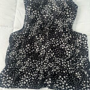 Pink Rose Black and White Floral Blouse